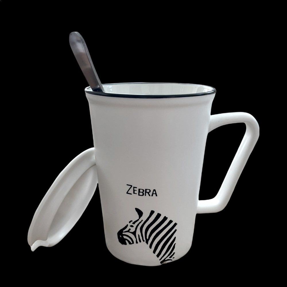 NIB Miniso Animal Pattern White Ceramic Mug - zebra